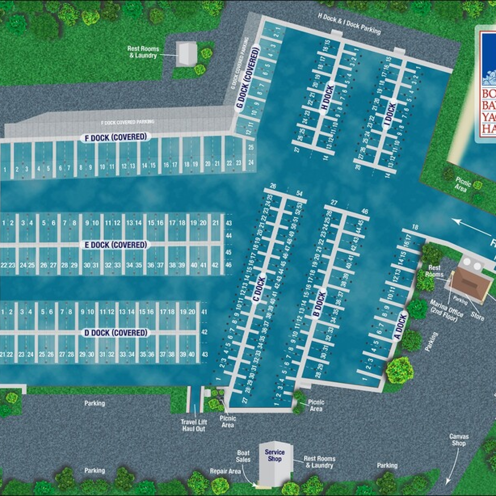 Dock Map - Bohemia Bay Yacht Harbour - Bohemia River, MD